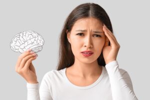 Woman With Psychological Injuries Concept