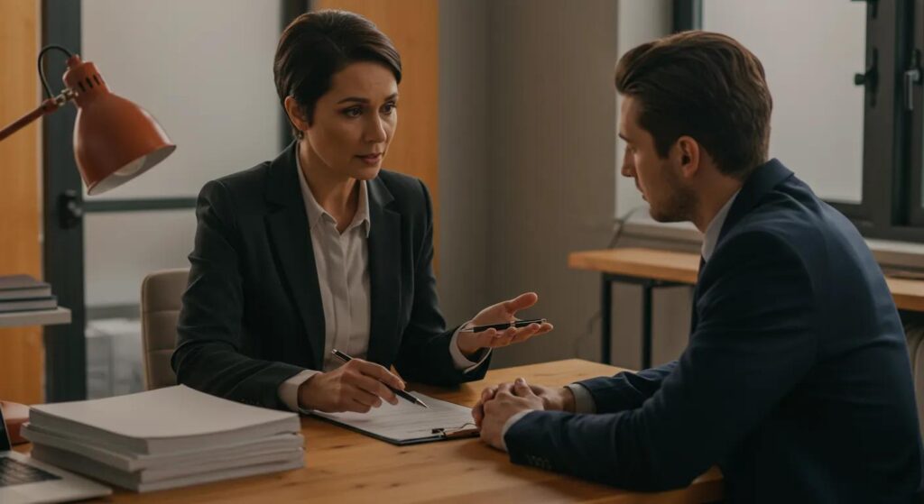 Lawyer consulting with a client about a car accident case, highlighting the essential role of legal representation