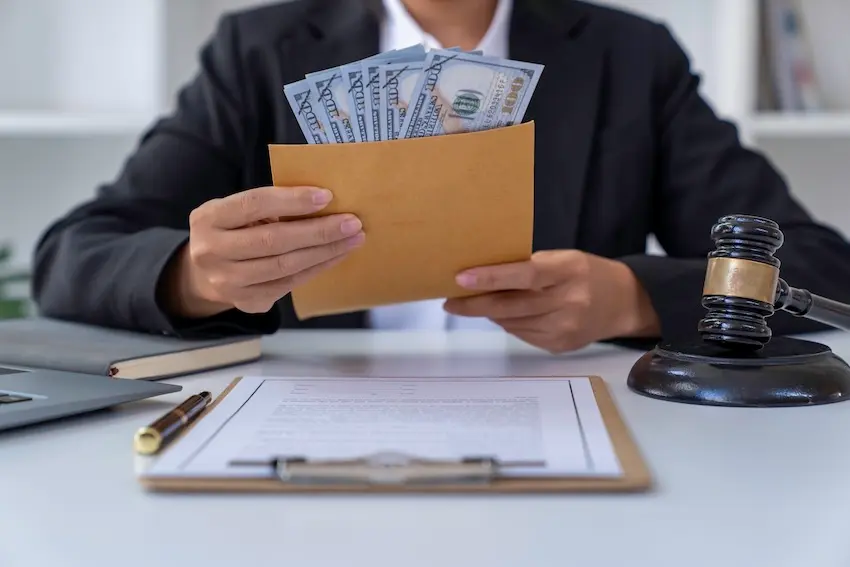 North Carolina car accident settlement documents showing contingency fee breakdown for injury claim