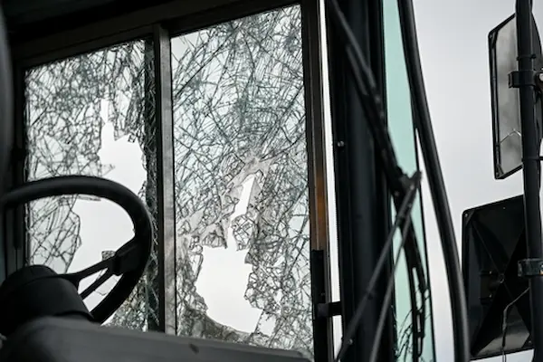Damaged Bus Accident Window
