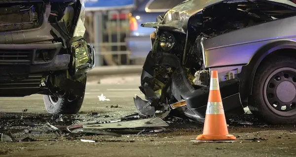 Two cars with visible damage after a car accident represent a case where a car accident lawyer would be needed.